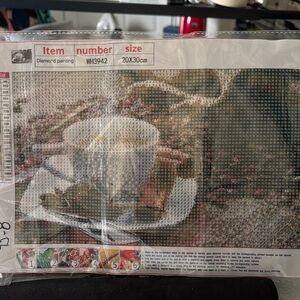 45-8.  Diamond Painting Kit with Coffee Beans and Cup Design